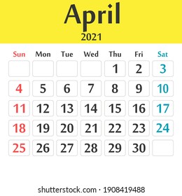 2021  calendar template vector graphics