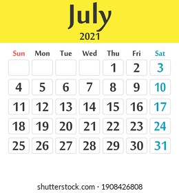 2021 calendar template vector graphics