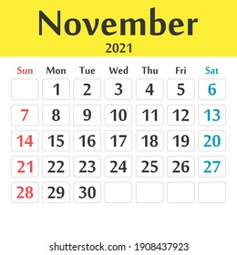 2021 calendar template vector graphics
