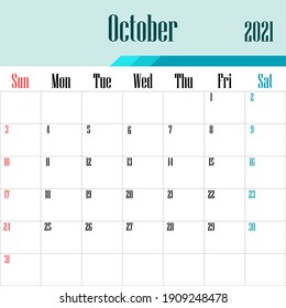 2021 calendar template vector graphics