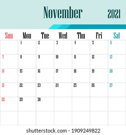 2021 calendar template vector graphics