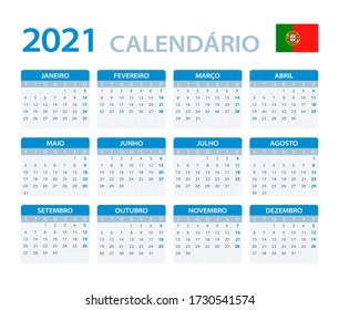 2021 Calendar - vector template graphic illustration - Portuguese version
