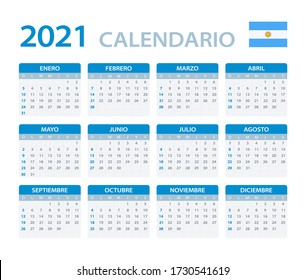 2021 Calendar - vector template graphic illustration - Argentinian version