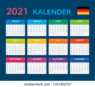 2021 Kalender - Vektorgrafik - deutsche Version