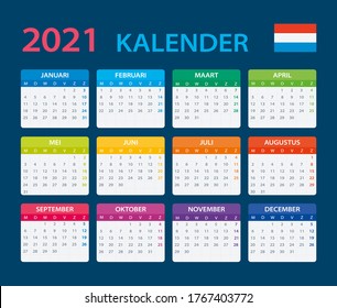2021 Calendar - vector template graphic illustration - Netherlands version