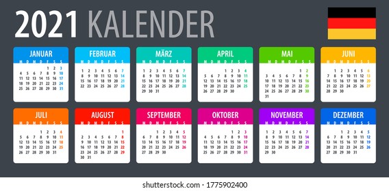 2021 Kalender - Vektorgrafik - deutsche Version