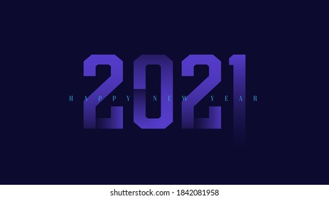 2021 calligraphy with gradient effect number on dark background of Happy New Year celebration for flyers, posters, business decoration sign, brochure, card, banner, postcard. Vector illustration