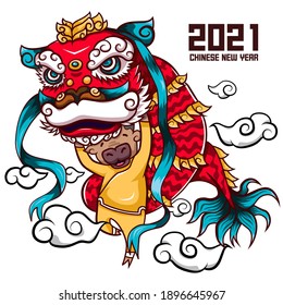 2021 Chinese new year, year of the ox design cartoon