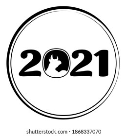 2021 Chinese New Year vector illustration. Minimal flat style design. Concept for holiday card, banner, poster, decor element. Spaces for your text. (Chinese translation Happy chinese new year)