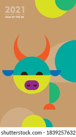 Año chino del material vector Ox 2021