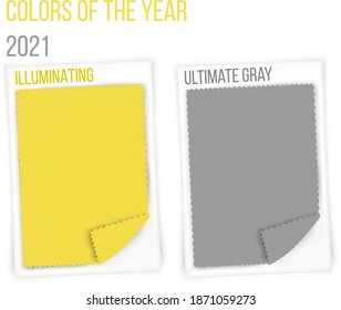 2021 color trends fabric sample. ultimate gray and illuminating yellow fabric textile sample Vector illustration