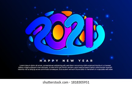 2021 colorful abstract design template. Happy new year design. Perfect for card, poster, web banner, flyer, calendar, and Others. Vector illustration