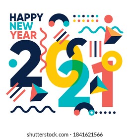 2021 Colorfull Background With Memphis Style Design 