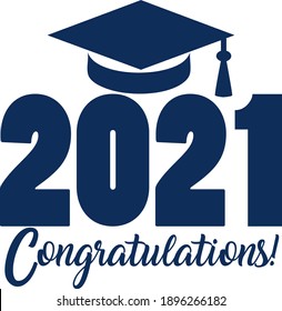 2021 Congratulations Blue Graduation Graphic