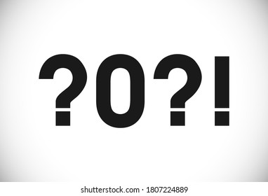 Logo creativo de la crisis global de 2021. Números monocromos de estilo minimalista. Resumen de plantilla de diseño web gráfico aislado. Concepto de máscara vectorial, dígitos negros, fondo blanco. Idea del logotipo de proyectos de TI.