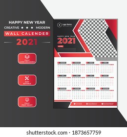 2021 Creative Modern Trendy Wall Calendar Design Modern Design Template