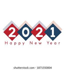 2021 diseño por herramienta de pincel. Alegre cartel de Año Nuevo con coloridos números de 2021 en fondo blanco.