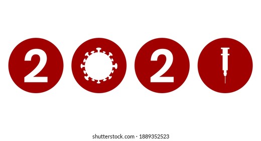 2021 design with virus icon. circle red icon virus in 2021 design