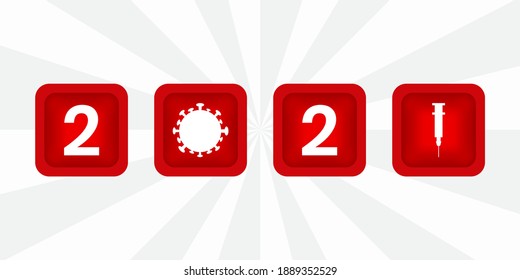 2021 design with virus icon. rounded red icon virus in 2021 design