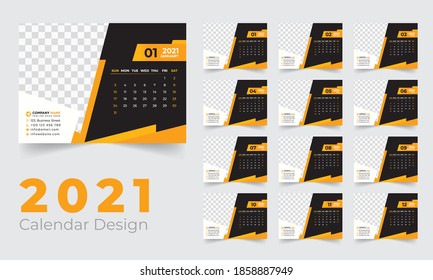 2021 desk calendar design, calender design for 2021, professional desk calendar design 2021, week start on sunday, clean desk calendar design.