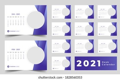 2021 desk calendar planner abstract print template vector design