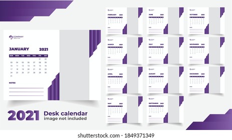 2021 Desk calendar template - 12 months vector