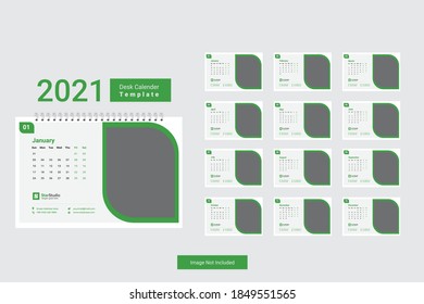 2021 Desk Calendar template for corporate business with creative vector design