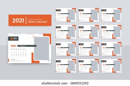 2021 Desk Calendar template for corporate business with creative vector design