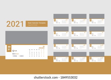 2021 Desk Calendar template for corporate business with creative vector design