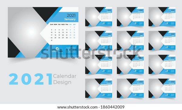 2021 Desk Calendar Desk Calendar Template Stock Vector Royalty Free 1860442009