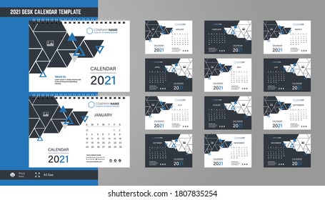 2021 Desk Calendar Template Design