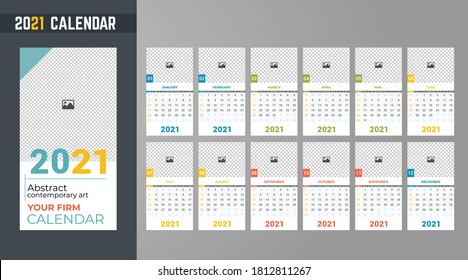 2021 Desk Calendar Template Design