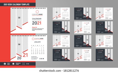 2021 Desk Calendar Template Design