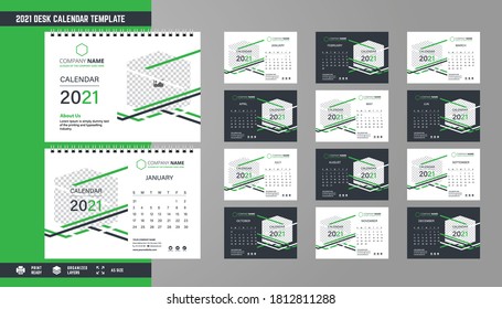 2021 Desk Calendar Template Design