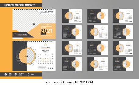 2021 Desk Calendar Template Design