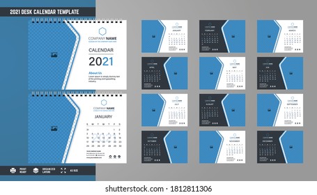 2021 Desk Calendar Template Design