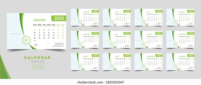 2021 Desk calendar template, natural design