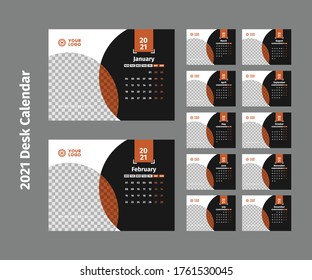 2021 Desk Calendar Templete Design.