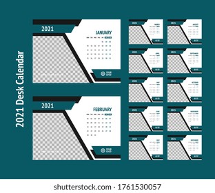 2021 Desk Calendar Templete Design.