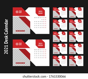 2021 Desk Calendar Templete Design.