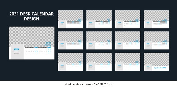 2021 Desk Calendar Templete Design