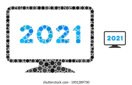 2021 display composition of circle elements in different sizes and shades. Vector circle elements are organized into 2021 display illustration. 2021 display isolated on a white background.