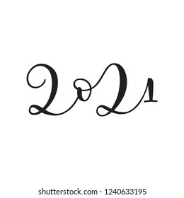 2021. Elegant isolated vector lettering on white background. Handwritten modern calligraphy. Inscription for calendars, planners, organizers, postcards, posters, prints, greeting cards, labels.