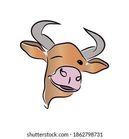 The 2021 Festive colorful Bull winks and smiles. The bull is isolated on a white background. Vector illustration.