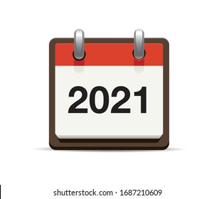 2021 Flat calendar icon. Vector illustration.