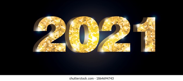 
2021 font written in gold font 3D view glossy font