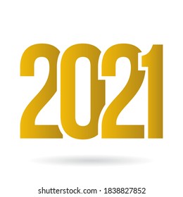 2021 gold color with shadow design vector illustration