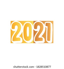 Diseño de iconos de estilo gradiente dorado 2021, Feliz año nuevo fiesta de bienvenida y tema de bienvenida Ilustración vectorial