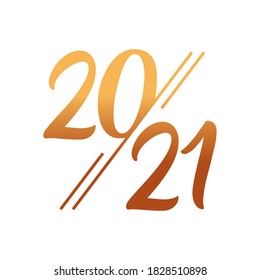 2021 gold gradient style icon design, Happy new year welcome celebrate and greeting theme Vector illustration