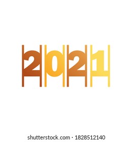 2021 Gold Farbverlauf-Stil-Icon-Design, Happy neues Jahr begrüßen Feiern und Grußthema Vektorgrafik